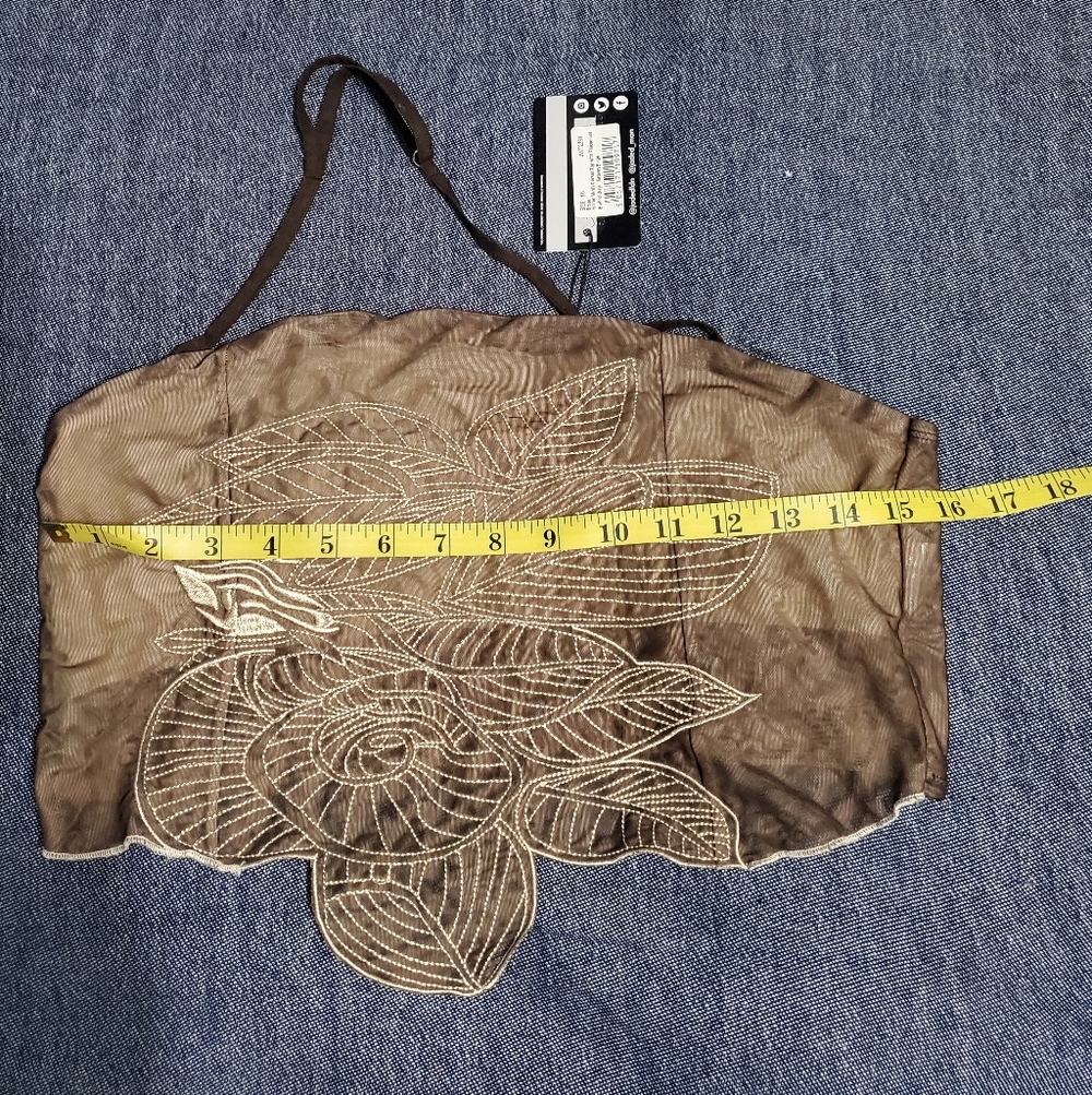 Jaded London | Rebirth Halter Mesh Corset Top Embroidered US 12 Brown - Picture 11 of 12